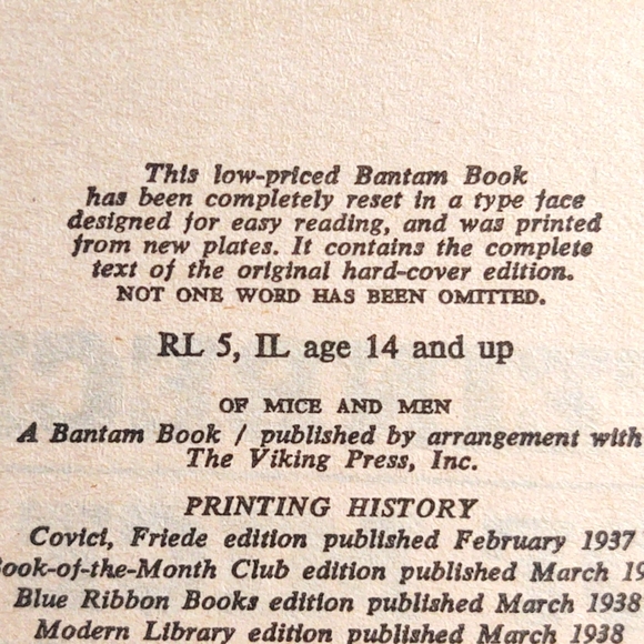 Of Mice and Men -by Steinbeck - Picture 2 of 3